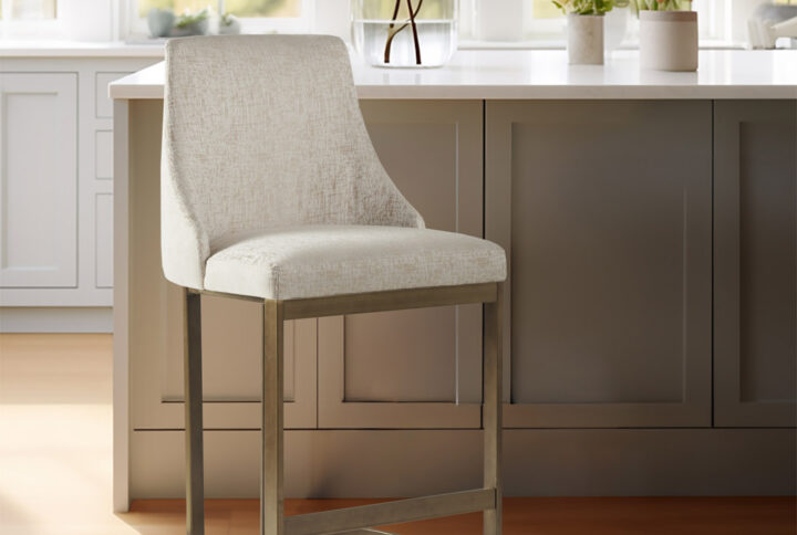 Bryce 26"H Upholstered Counter Stool with Metal Base in Cream From Madison Park