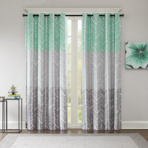 Adel Printed Total Blackout Curtain Panel in Aqua From Intelligent Design