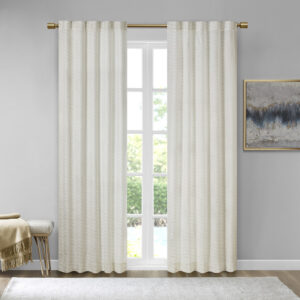 Colt Room Darkening Metallic Printed Poly Velvet Rod Pocket/Back Tab Window Panel Pair in White/Gold From 510 Design