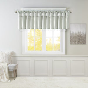 Emilia Lightweight Faux Silk Valance With Beads in Dusty Aqua From Madison Park