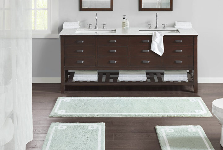 Evan Cotton Tufted Bath Rug 24x72 in Seafoam From Madison Park