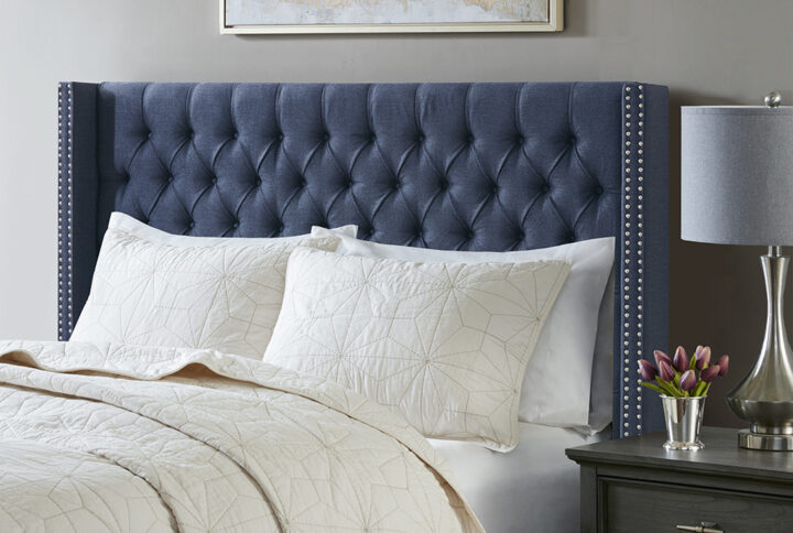 Amelia Upholstery Headboard in Navy From Madison Park