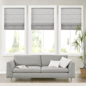 Kyler Linen Blend Light Filtering Cordless Roman Shade in Grey From Madison Park