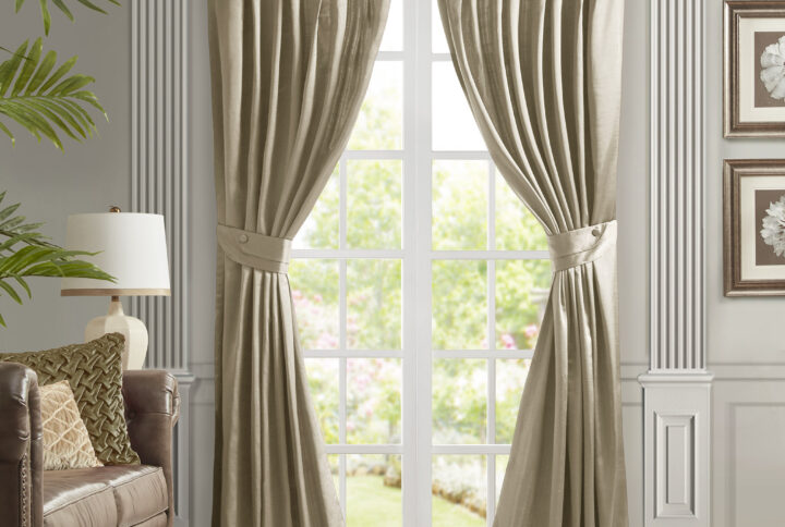 Avignon Pleat Curtain Panel with Tieback (Single) in Champagne From Croscill Classics