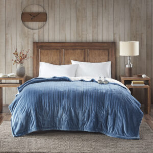 Heated Plush to Berber Blanket in Sapphire Blue From Woolrich