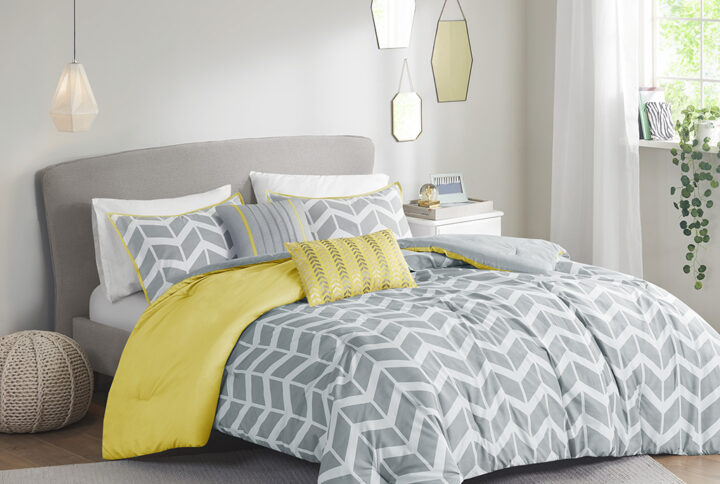 Nadia Comforter Set in Yellow From Intelligent Design