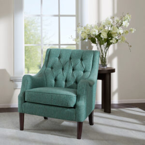 Qwen Button Tufted Accent Chair in Teal From Madison Park