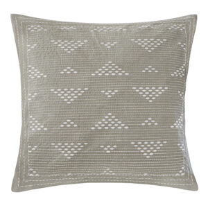 Cario Embroidered Square Pillow in Taupe From INK+IVY