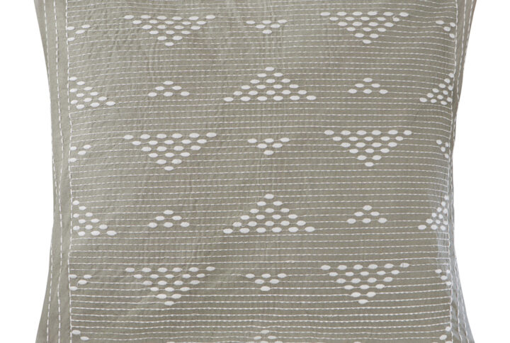 Cario Embroidered Square Pillow in Taupe From INK+IVY