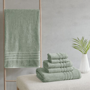 Nurture Sustainable Antimicrobial Bath Towel 6 Piece Set in Green From Clean Spaces