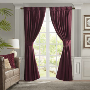 Avignon Pleat Curtain Panel with Tieback (Single) in Burgundy From Croscill Classics