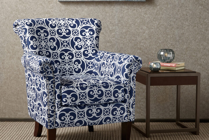 Brooke Tight Back Club Chair in Navy From Madison Park