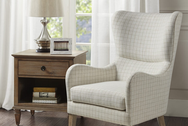 Arianna Swoop Wing Chair in Linen From Madison Park