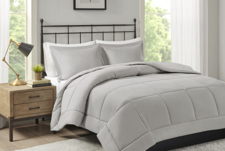 Sarasota Microcell Down Alternative Comforter Mini Set in Grey From Madison Park