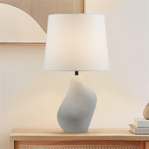 ZenGlossy Asymmetrical Ceramic Table Lamp in Grey From INK+IVY