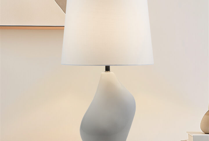 ZenGlossy Asymmetrical Ceramic Table Lamp in Grey From INK+IVY