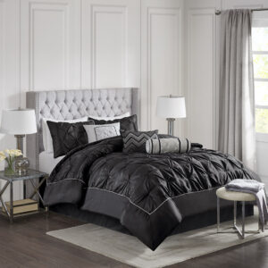 Laurel 7 Piece Tufted Comforter Set in Black From Madison Park