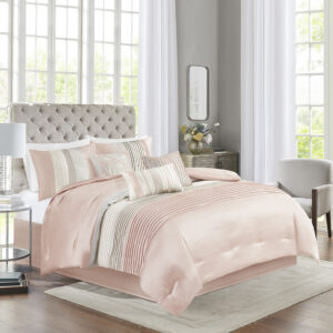 Amherst 7 Piece Comforter Set in Blush/Taupe From Madison Park