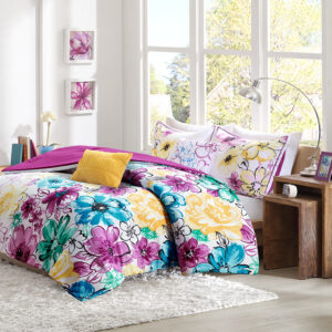 Olivia Floral Comforter Set in Blue From Intelligent Design