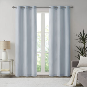 Galen Basketweave Room Darkening Curtain Panel Pair in Blue From Madison Park