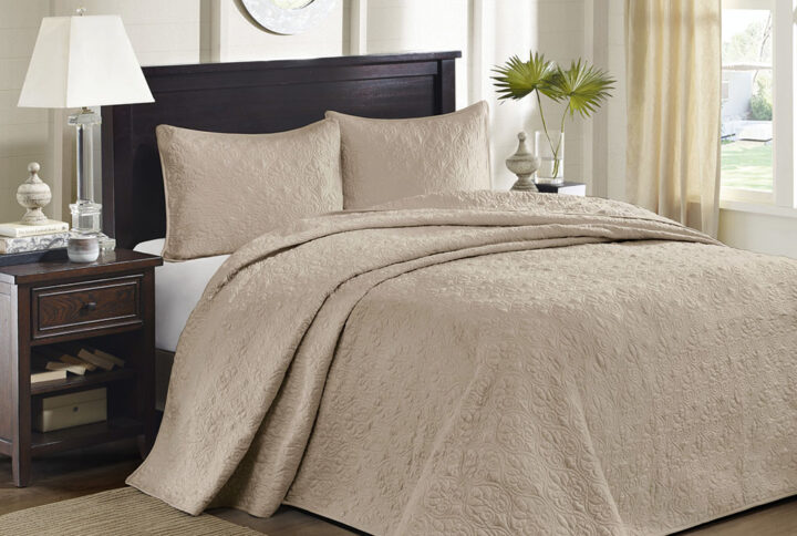 Quebec Reversible Bedspread Set in Khaki From Madison Park