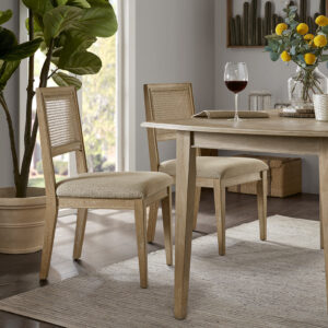 Kelly Armless Dining Chair Set of 2 in Light Brown From INK+IVY