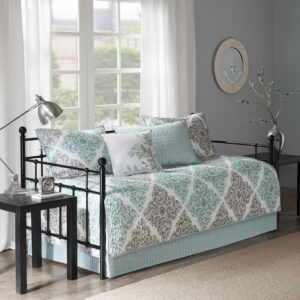 Claire 6 Piece Reversible Daybed Cover Set in Aqua From Madison Park