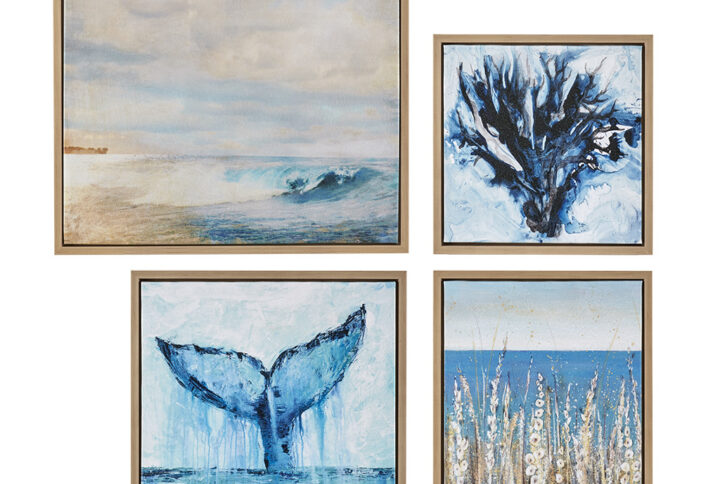 Seascape 4-piece Framed Canvas Wall Art Set in Blue From Madison Park