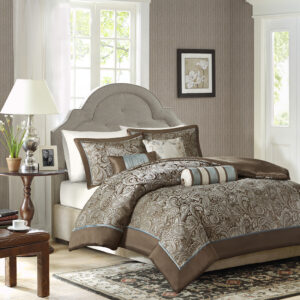 Aubrey 6 Piece Duvet Cover Set in Blue/Brown From Madison Park