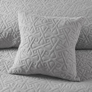 Origami Knit Quilted Top Decorative Square Pillow 18x18" in Grey From N Natori