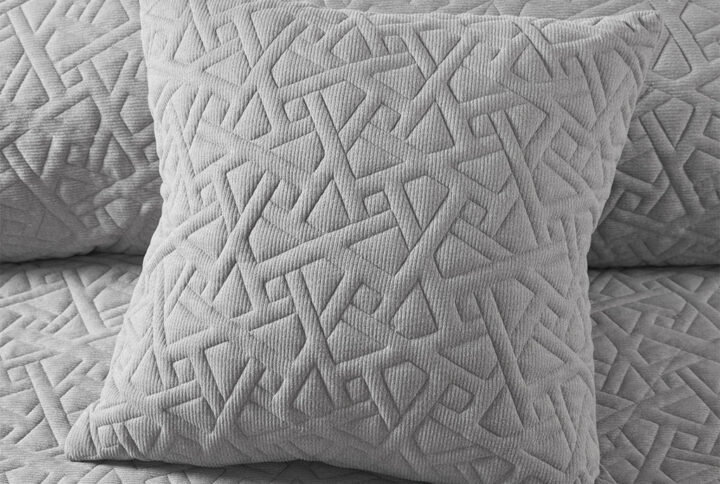 Origami Knit Quilted Top Decorative Square Pillow 18x18" in Grey From N Natori