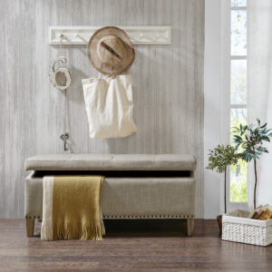 Shandra II Tufted Top Soft Close Storage Bench in Light Grey From Madison Park