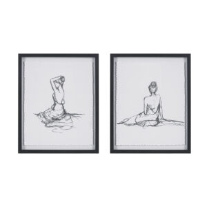 Feminine Figures Sketch 2-piece Framed Glass and Matted Wall Art Set in Black/White From Madison Park