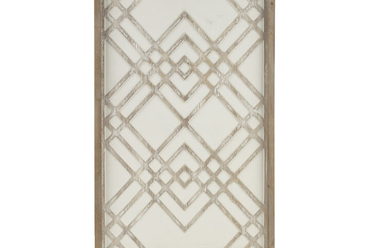 Exton Two-tone Overlapping Geometric Wood Panel Wall Decor in Natural/White From Madison Park