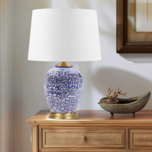 Mystique Blue Ceramic Ginger Jar Table Lamp in Blue From Martha Stewart