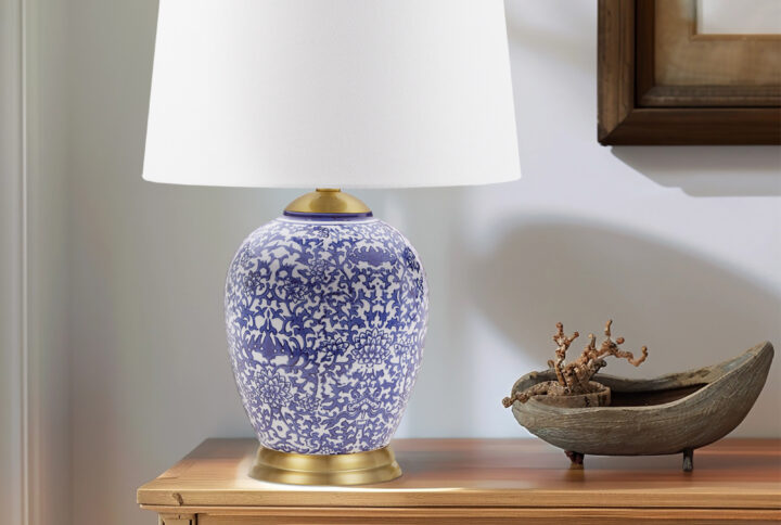 Mystique Blue Ceramic Ginger Jar Table Lamp in Blue From Martha Stewart