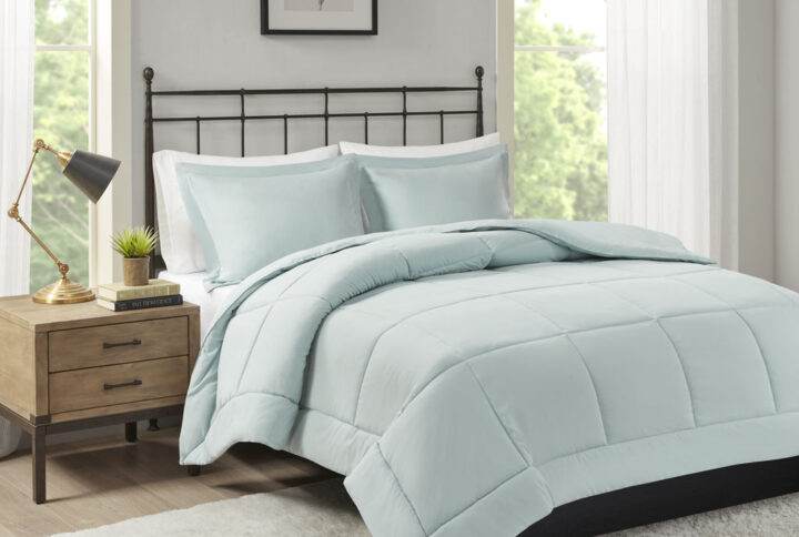 Sarasota Microcell Down Alternative Comforter Mini Set in Seafoam From Madison Park