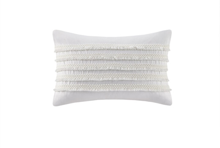 Daria Cotton Oblong Pillow in Ivory From INK+IVY