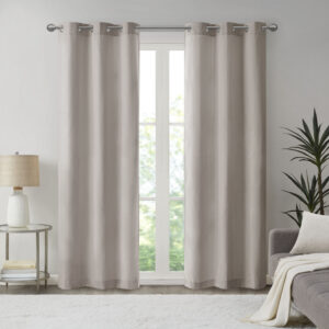 Galen Basketweave Room Darkening Curtain Panel Pair in Taupe From Madison Park