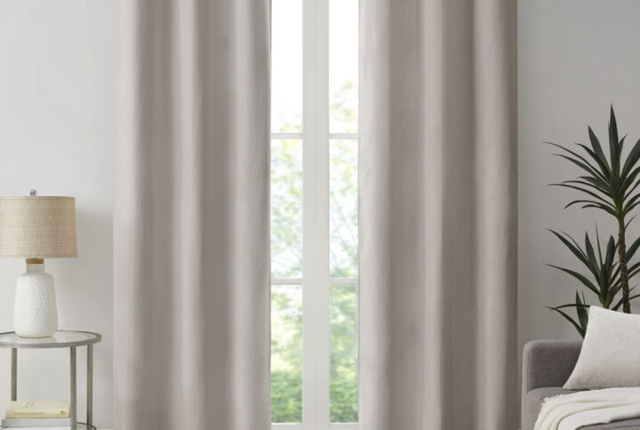 Galen Basketweave Room Darkening Curtain Panel Pair in Taupe From Madison Park