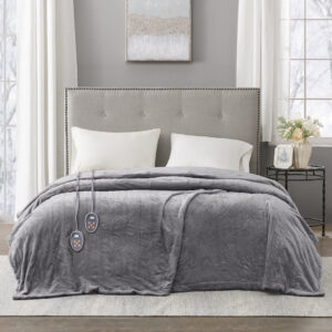 Heated Plush Blanket in Grey From Beautyrest