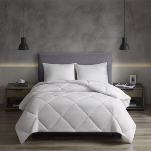 Microfiber with HeiQ Smart Temp Oversized Down Alt Comforter with HeiQ Smart Temp Treatment in White From Sleep Philosophy