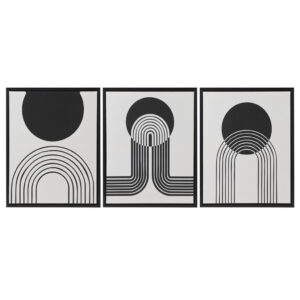 Cosmic Curl 3-piece Framed Canvas Wall Art Set in Black/Taupe From Urban Habitat