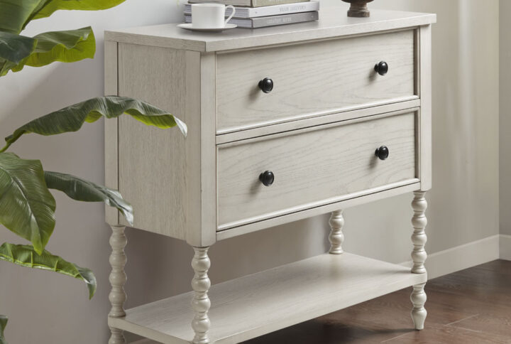 Beckett 2 Drawer Accent Chest in Antique Cream From Madison Park Signature