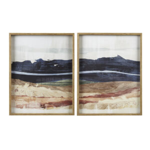 Dreaming Abstract Landscape Diptych 2-Piece Framed Glass Wall Art Set in Blue/Multi From INK+IVY