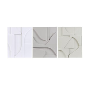 Elements Geometric MDF Wood Carved Wall Decor 3 Piece Set in Neutral From Martha Stewart