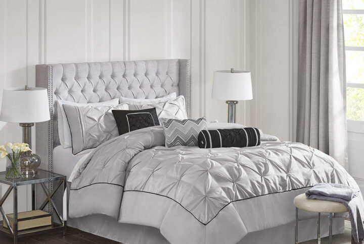 Laurel 7 Piece Tufted Comforter Set in Grey From Madison Park