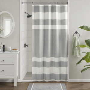 Spa Waffle Shower Curtain with 3M Treatment in Grey From Madison Park