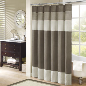 Amherst Faux Silk Shower Curtain in Natural From Madison Park