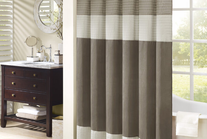 Amherst Faux Silk Shower Curtain in Natural From Madison Park